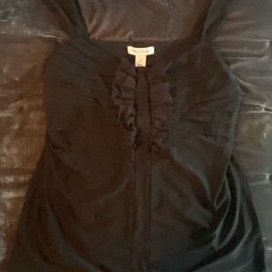 White House Black Market Black Ruffle Tank XL